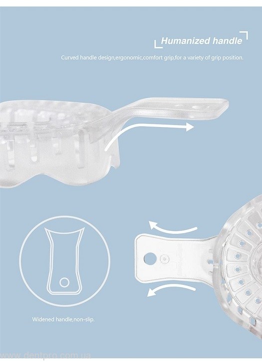 Ложка оттискная пластиковая, прозрачная под импланты, (ложки) набор 6 штук - 1