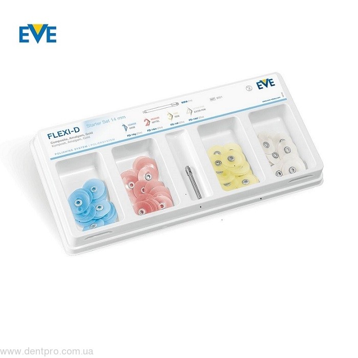 Диски полировочные EVE FLEXI-D Starter Kit RA, стартовый набор: 100шт + мандрен - 20490
