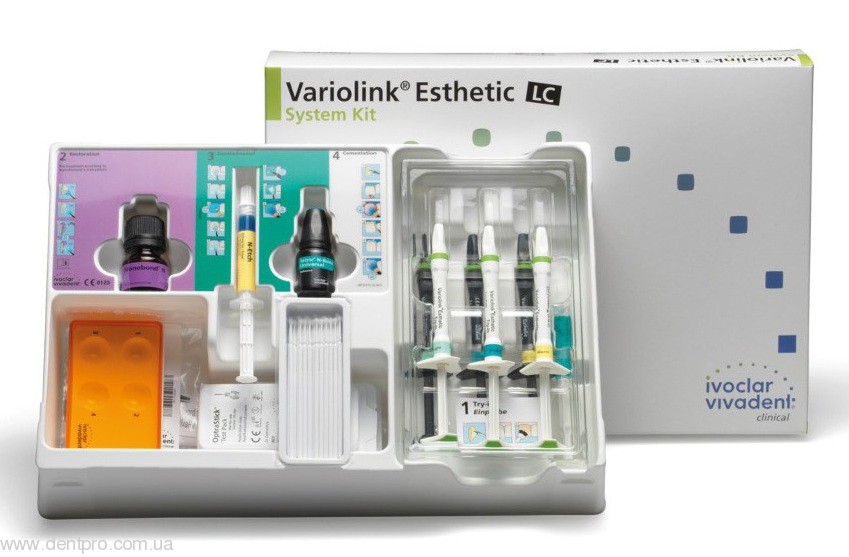 Вариолинк Эстетик ЛЦ Cистемный набор  (Variolink Esthetic LC System Kit, Ivoclar) эстетичный композитный материал для фиксации светового отверждения