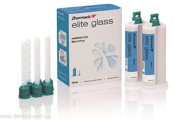Элит Гласс (Elite Glass), прозрачный А-Силикон средней консистенции для создания прозрачных ключей при работе с винирами 