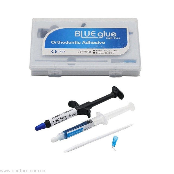 Ортодонтический адгезив Blue glue (цемент для колец), набор: 5г + 2.5мл