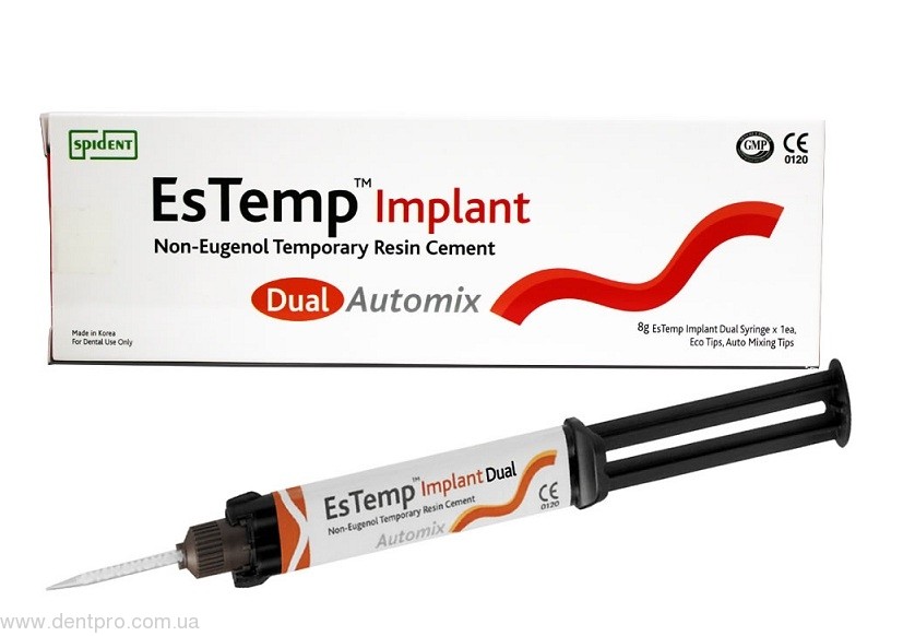 EsTemp Implant (Эс Темп Имплант) цемент временно-постоянный для фиксации на имплантах, 2шприца по 8г  - 19992