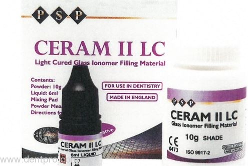 Керам 2 ЛЦ (Ceram II LC), стеклоиономерный материал светового отверждения (Церам ВЛЦ), набор: порошок (А3) 10г + жидкость 6мл - 17502
