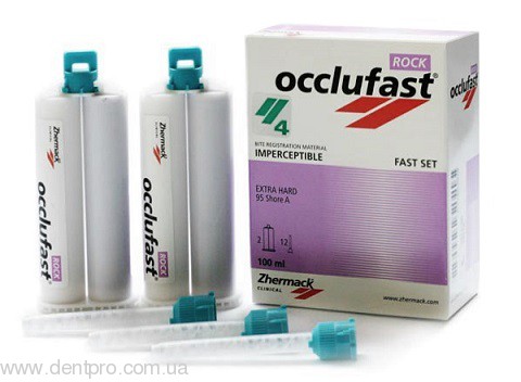 Оклюфаст (Occlufast Rock / Cad), А-силикон для регистрации прикуса, набор: 2 картриджа по 50мл + аксессуары,