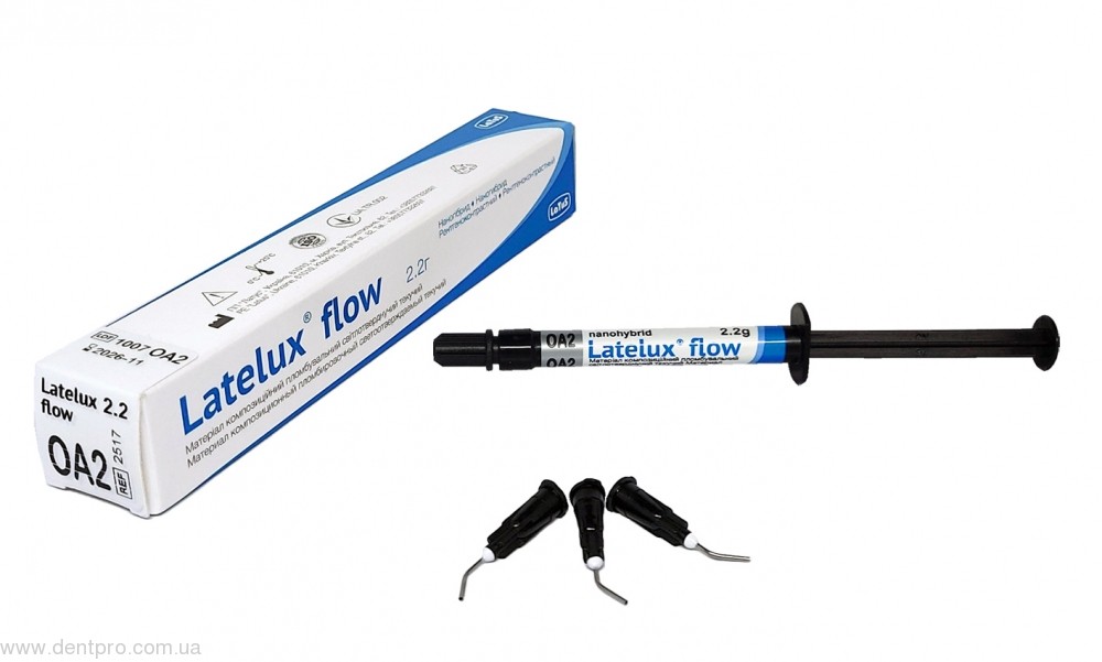 Лателюкс флоу 2.2г (LATELUX flow) жидкотекучий светоотверджаемый композиционный материал, шприц 2.2г