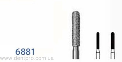 Ортопедические боры Комет (Komet), подборка по системе Dr. Massironi, алмазные турбинные цилиндрические серии 6881 (1шт) - 19501