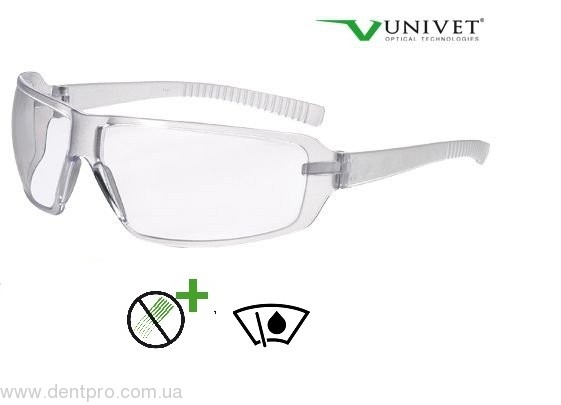  Очки защитные Univet 553Z.01.00.00, прозрачные, незапотевающие, защита от царапин.