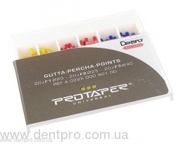 Гуттаперчевые конусные штифты ПроТейпер Универсал (Protaper Universal Gutta Percha Points) упаковка 60шт