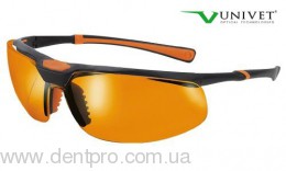 Очки защитные от УФ-излучения Юнивет (Италия) оранжевые, незапотевающие с силиконовой накладкой (Univet 5х3.03.33.04 orange)